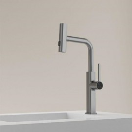 Gray Copper Basin Mixer With Extractable Nozzle