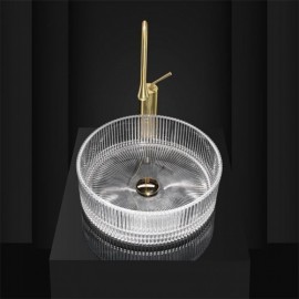 Round Countertop Sink In Transparent Glass