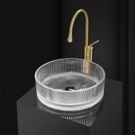 Round Countertop Sink In Transparent Glass