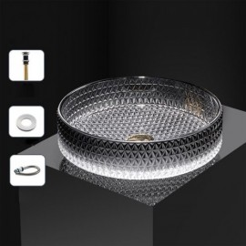 Round Glass Countertop Bathroom Sink With Drainage