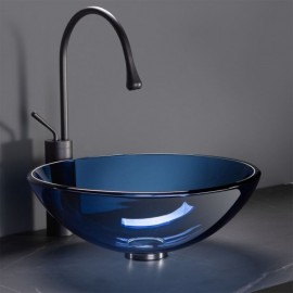 Round Countertop Sink In Tempered Bathroom Glass 2 Colors