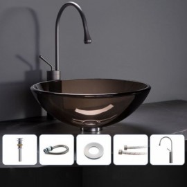 Round Countertop Sink In Tempered Bathroom Glass 2 Colors