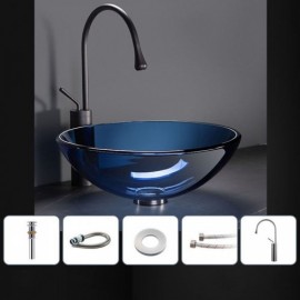 Round Countertop Sink In Tempered Bathroom Glass 2 Colors