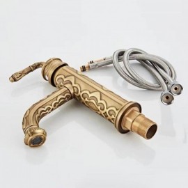 Retro Copper Basin Mixer Swivel Spout For Bathroom