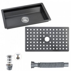 Black Brushed Stainless Steel Kitchen Sink With Optional Faucet Drain Cover