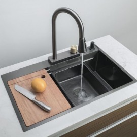 Black Nano-Coated Stainless Steel Kitchen Sink Without/With Faucet