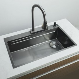 Black Nano-Coated Stainless Steel Kitchen Sink Without/With Faucet