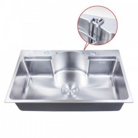 Silver Stainless Steel Sink With 2 Drainer Baskets 1 Soap Dispenser