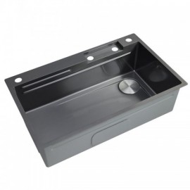 Black Stainless Steel Kitchen Sink With 3 Water Outlet Method Faucet