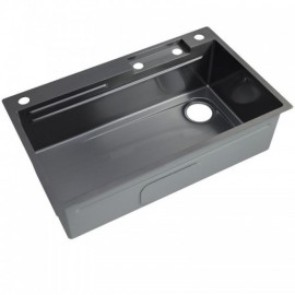 Black Stainless Steel Kitchen Sink Comes With Hot And Cold Faucet