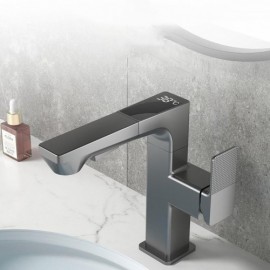 Basin Mixer In Gray/Black Copper With Led Digital Display