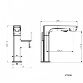 Basin Mixer In Gray/Black Copper With Led Digital Display