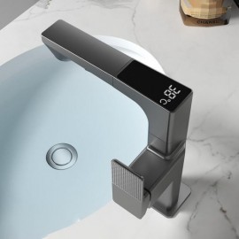 Basin Mixer In Gray/Black Copper With Led Digital Display