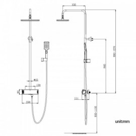 Brushed Gray/Gold Copper Shower Faucet With 3 Constant Flow Shower Functions