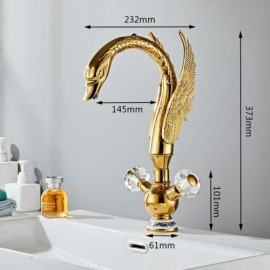 Copper Chrome/Gold Double Crystal Handle Basin Faucet