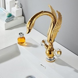 Copper Chrome/Gold Double Crystal Handle Basin Faucet