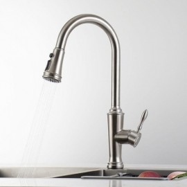 Pull-Out Stainless Steel Kitchen Faucet Total Height 45Cm 3-Function Spout