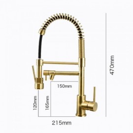 Brushed Gold Copper Kitchen Mixer Double Water Outlet