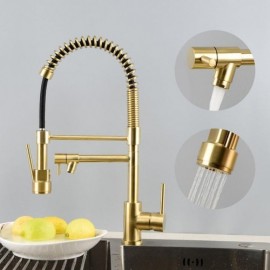 Brushed Gold Copper Kitchen Mixer Double Water Outlet