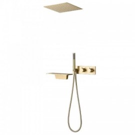 Recessed Thermostatic Shower Faucet With 3 Functions Copper Hand Shower Body Stainless Steel Nozzle