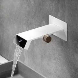 Built-In Constant Flow Basin Mixer In Copper Led Digital Display