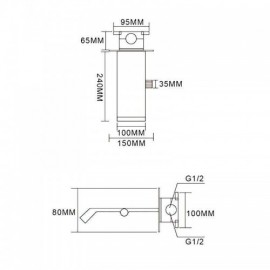 Built-In Constant Flow Basin Mixer In Copper Led Digital Display