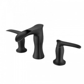 Black Copper Waterfall Double Handle Basin Faucet With Hot And Cold