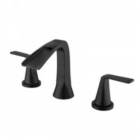 Black Copper Waterfall Double Handle Basin Mixer For Bathroom