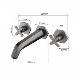 Recessed Basin Mixer In Copper Double Cross Handle 5 Models