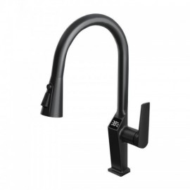 Pull-Out Copper Kitchen Mixer Faucet Chrome/Black/White/Gray With Led Digital Display