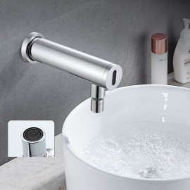 Chrome-Plated Copper Wall-Mounted Cold Water Sink Faucet With Infrared Sensor