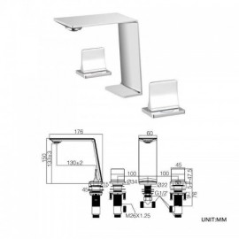 Copper Chrome Double Handle Hot And Cold Basin Faucet For Bathroom