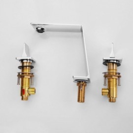 Copper Chrome Double Handle Hot And Cold Basin Faucet For Bathroom