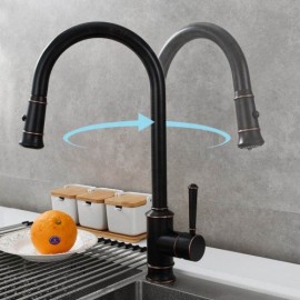 Pull-Out Kitchen Mixer In Copper Black Orb Dual Mode Nozzle