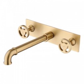 Classic Two-Handle Wall-Mount Copper Sink Faucet