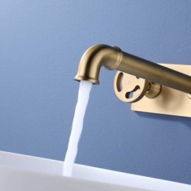 Classic Two-Handle Wall-Mount Copper Sink Faucet