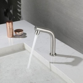 Single Cold Water Basin Faucet In Stainless Steel Bathroom