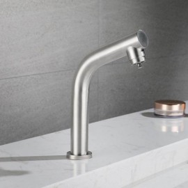 Single Cold Water Basin Faucet In Stainless Steel Bathroom