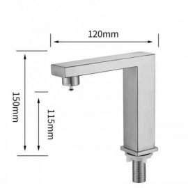 Single Cold Water Basin Faucet In Stainless Steel For Bathroom