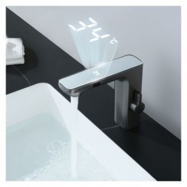 Copper Chrome/Gray Infrared Sensor Basin Mixer For Bathroom