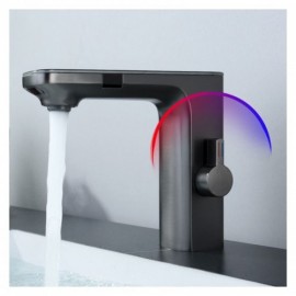 Copper Chrome/Gray Infrared Sensor Basin Mixer For Bathroom