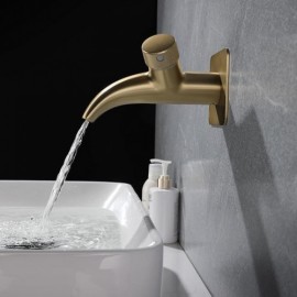 Wall Mounted Constant Flow Basin Faucet In Brushed Gold Copper