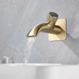 Wall Mounted Constant Flow Basin Faucet In Brushed Gold Copper