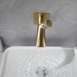 Wall Mounted Constant Flow Basin Faucet In Brushed Gold Copper