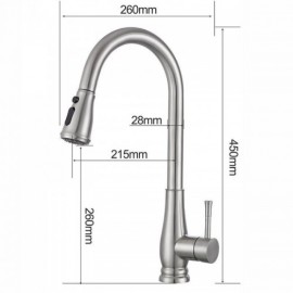 Pull-Out Kitchen Mixer In Brushed Stainless Steel Single Handle