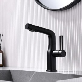 Style Abs Copper Pull Out Lift Basin Faucet For Bathroom