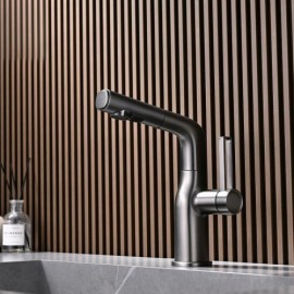 Style Abs Copper Pull Out Lift Basin Faucet For Bathroom