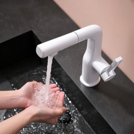 Style Abs Copper Pull Out Lift Basin Faucet For Bathroom