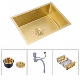 Gold 304 Stainless Steel Kitchen Sink With Drain Basket