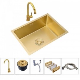 Gold 304 Stainless Steel Kitchen Sink With Drain Basket